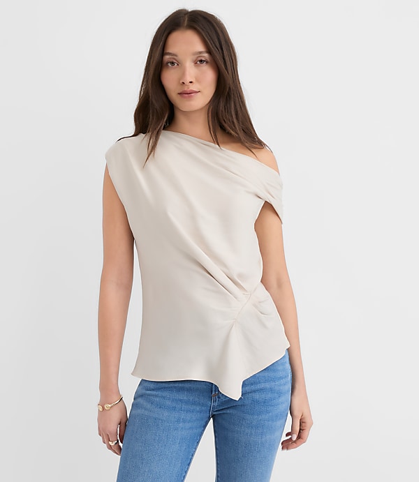 Petite Gathered One Shoulder Top