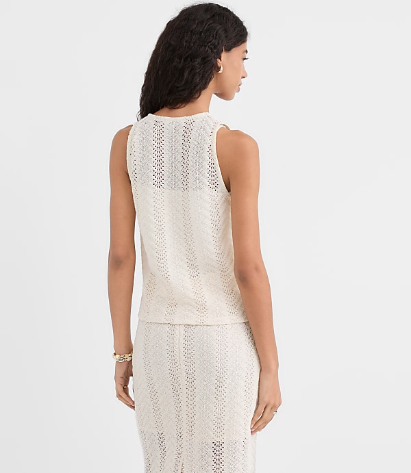 Petite Crochet Button V-Neck Top