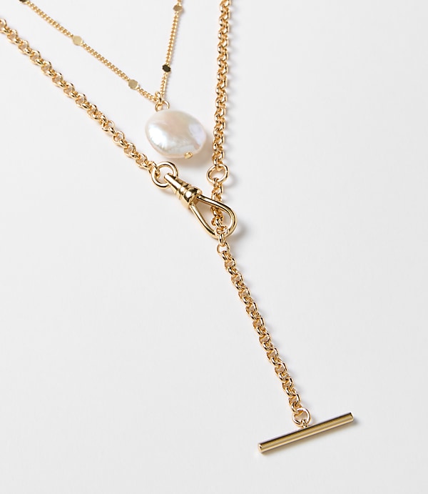 Pearlized Bar Layered Necklace Set