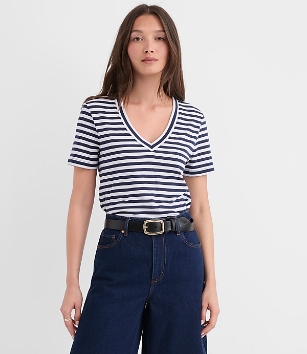 Striped Everyday V-Neck Tee