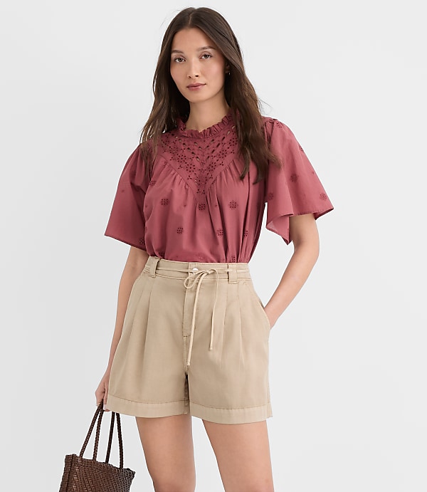 Tie Waist Pleated Shorts