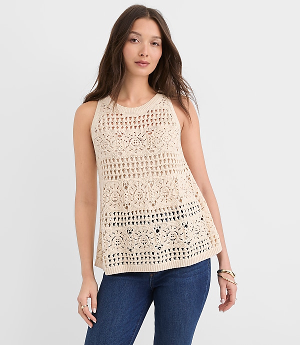 Mosaic Pointelle Sweater Tank Top