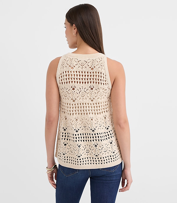 Mosaic Pointelle Sweater Tank Top