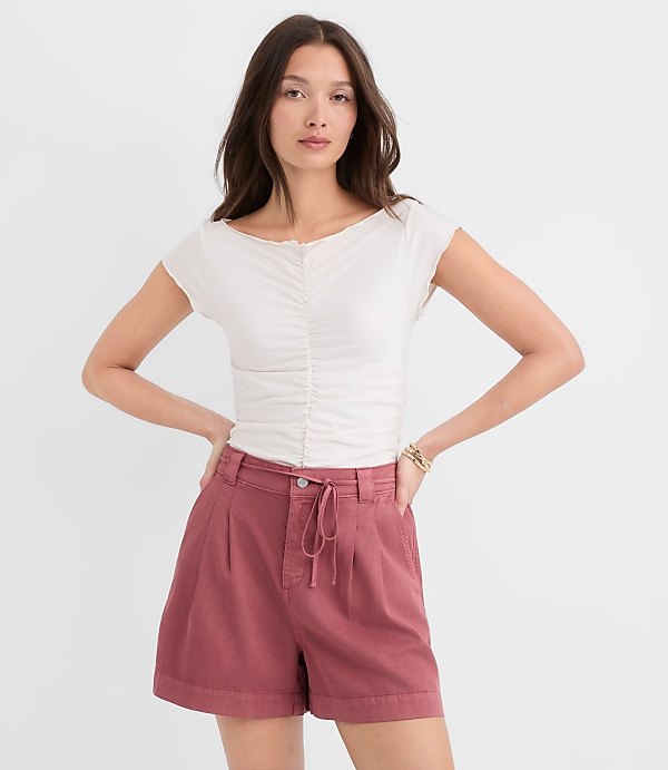Ruffle Trim Ruched Top
