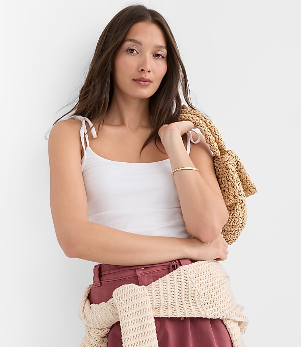 Tie Strap Ruched Tank Top