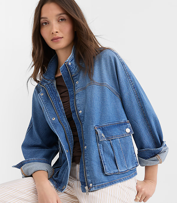 Denim Modern Cargo Jacket in Authentic Indigo