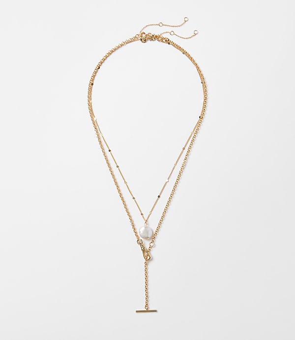Pearlized Bar Layered Necklace Set