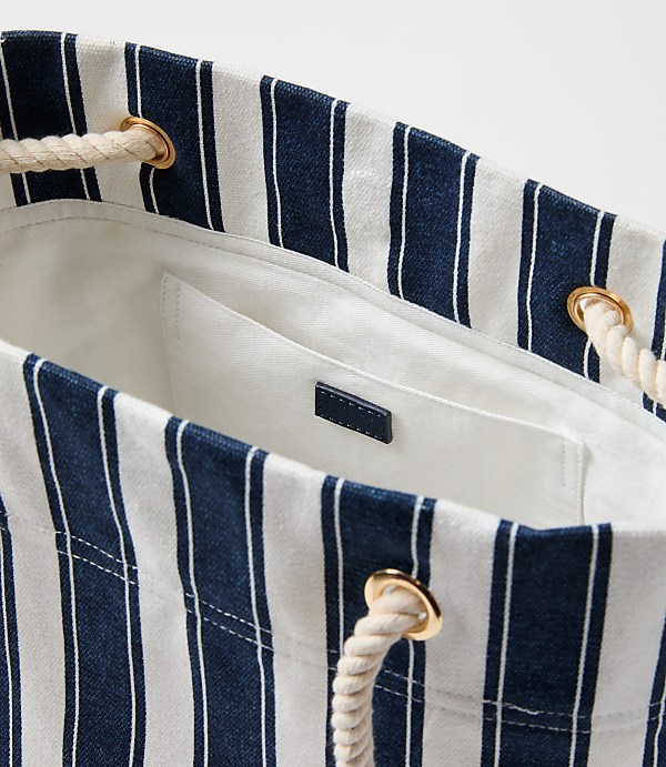 Striped Canvas Bucket Bag
