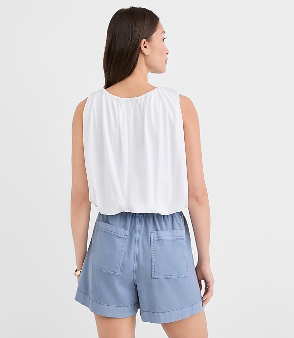 Ruched Boatneck Bubble Hem Shell