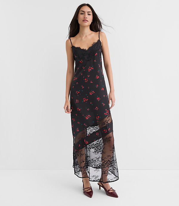 Floral Chantilly Lace Maxi Slip Dress