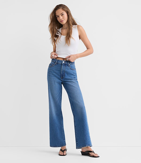 Rivete High Rise Wide Leg Jeans in Vintage Dark Wash