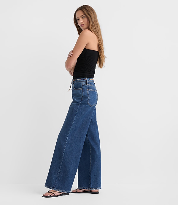 Rivete Tall High Rise Relaxed Wide Leg Jeans in Mid Wash