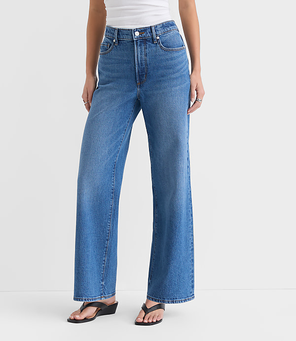 Rivete Tall Curvy High Rise Wide Leg Jeans in Vintage Dark Wash