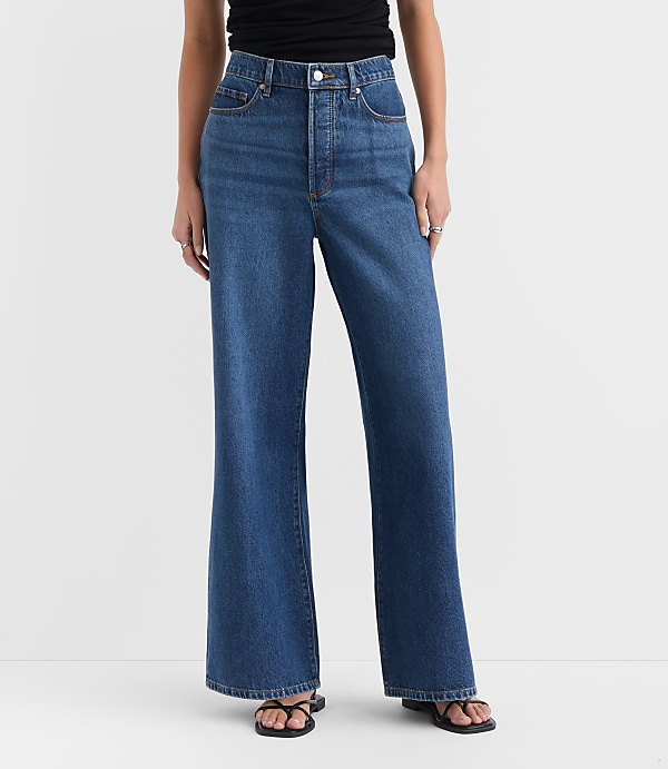 Rivete Tall High Rise Relaxed Wide Leg Jeans in Mid Wash