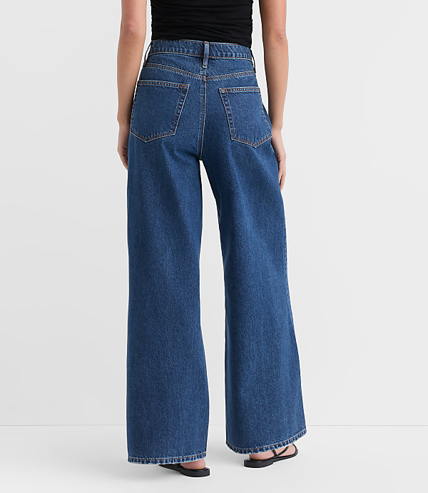 Rivete Tall High Rise Relaxed Wide Leg Jeans in Mid Wash