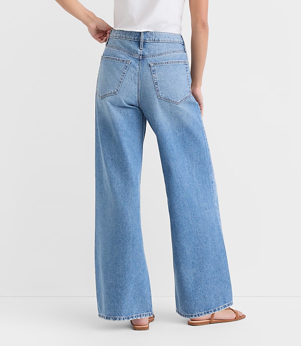 Rivete Tall Curvy High Rise Relaxed Wide Leg Jeans in Light Wash