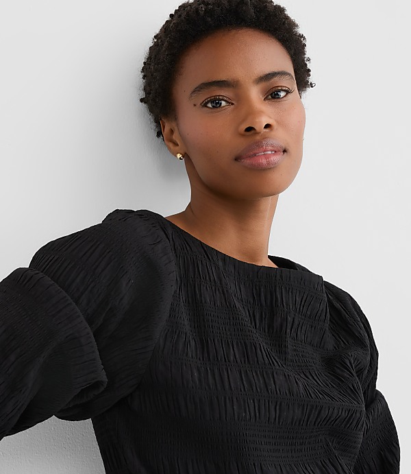 Smocked Lantern Sleeve Blouse