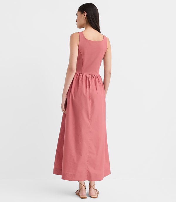 Petite Bustier Mixed Media Midi Pocket Dress