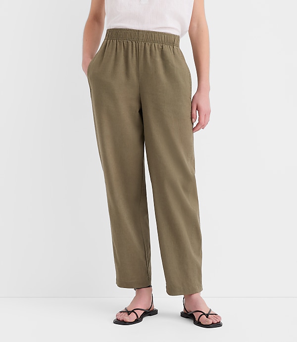Pull On Barrel Pants in Linen Cotton