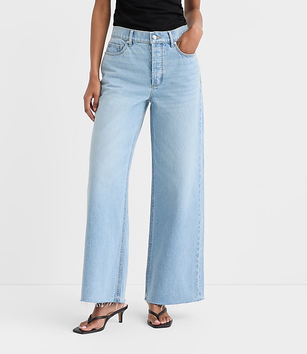 Rivete Fresh Cut High Rise Relaxed Wide Leg Jeans in Wave Wash