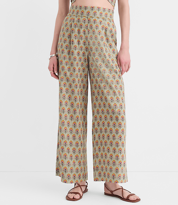 Petite LOFT Beach Garden Linen Cotton Wide Leg Pants