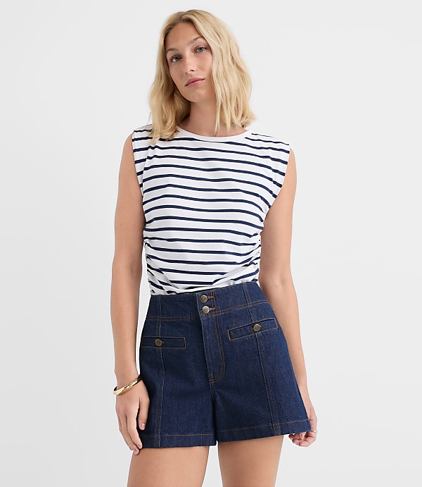 Stripe Ruched Tank Top