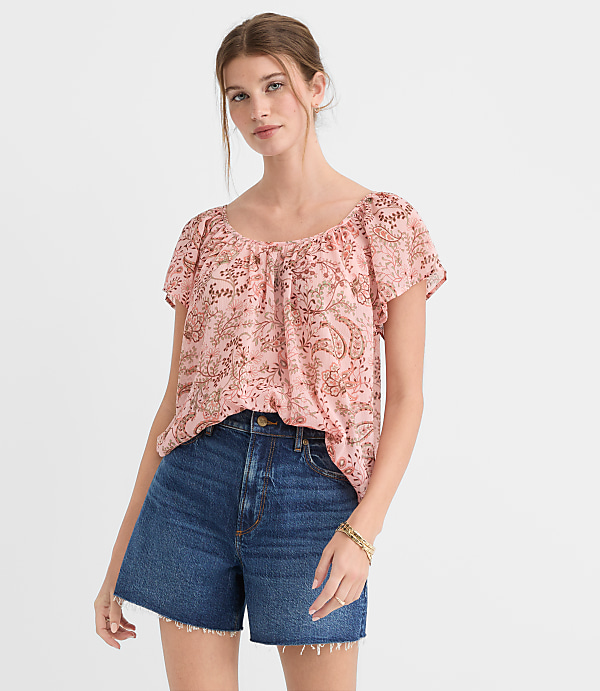 Paisley Flutter Sleeve Blouse