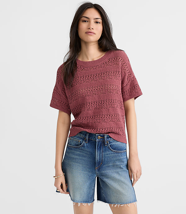 Pointelle Relaxed Sweater Tee