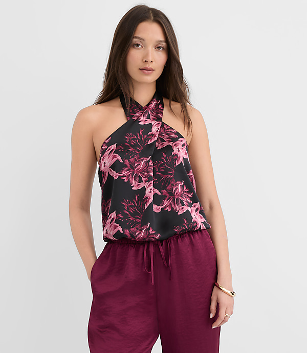 Lily Satin Wrap Halter Top