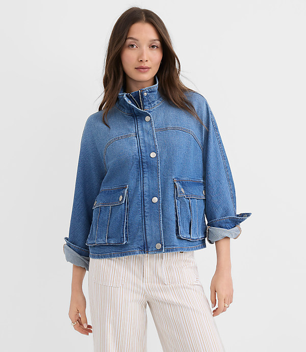 Denim Modern Cargo Jacket in Authentic Indigo