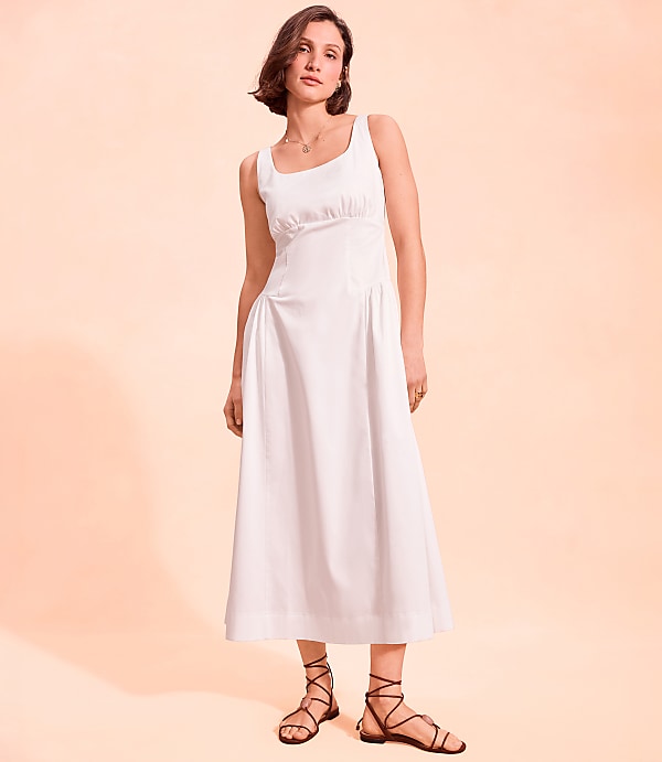 Seamed Waist Midi Pocket Dress