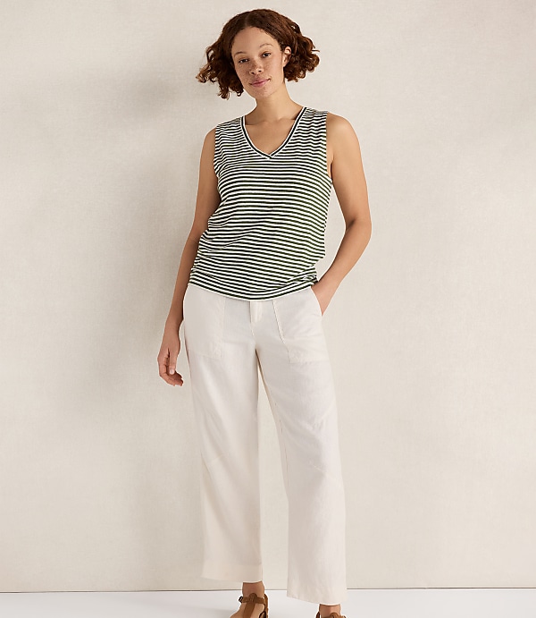 Haven Well Within Linen Stripe V-Neck Top