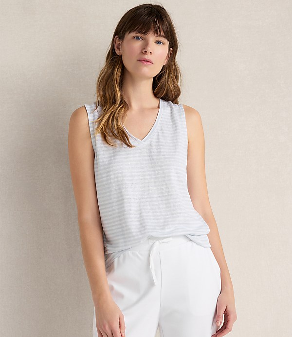 Haven Well Within Linen Stripe V-Neck Top