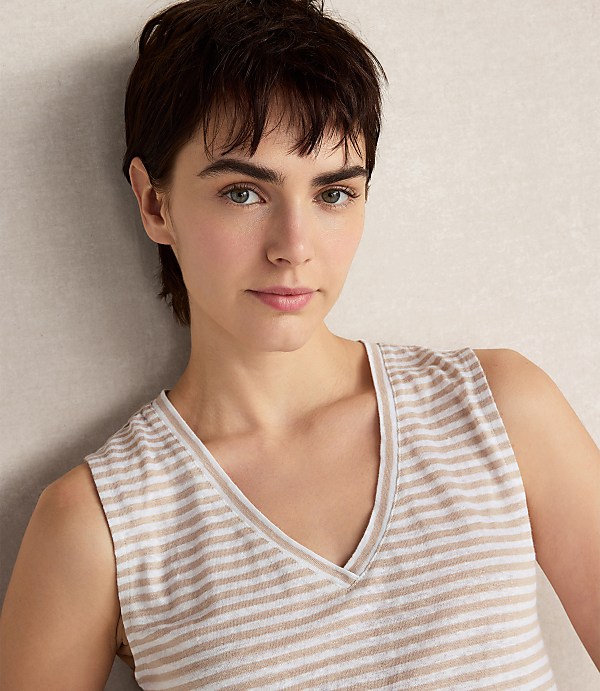Haven Well Within Linen Stripe V-Neck Top
