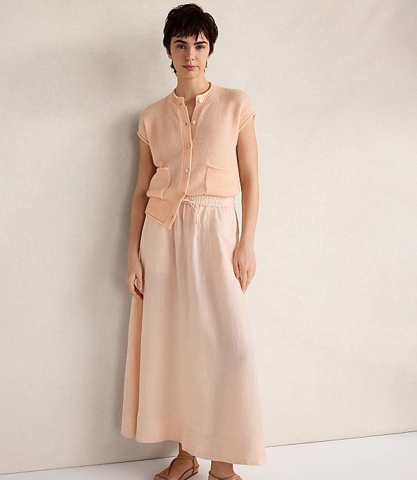 Haven Well Within Linen Drawstring Midi Skirt