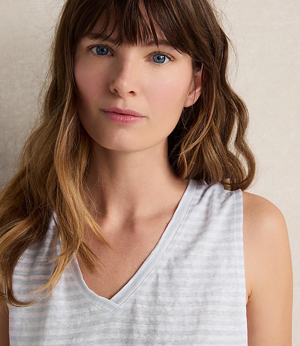 Haven Well Within Linen Stripe V-Neck Top