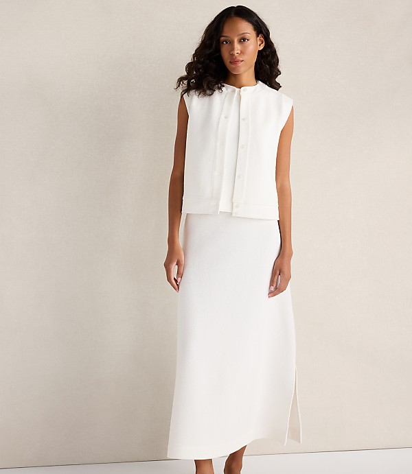 Haven Well Within Cotton Blend Textured Midi Skirt