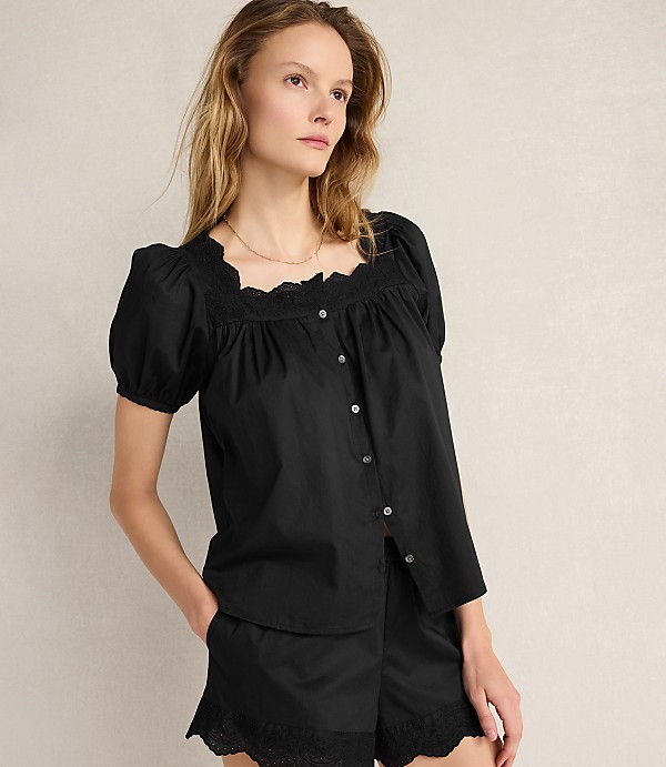 Haven Well Within Organic Cotton Poplin Embroidered Top