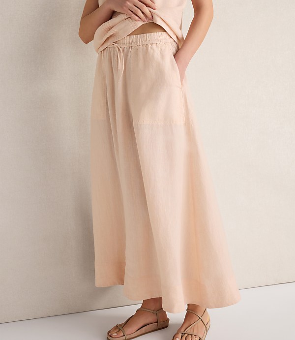 Haven Well Within Linen Drawstring Midi Skirt