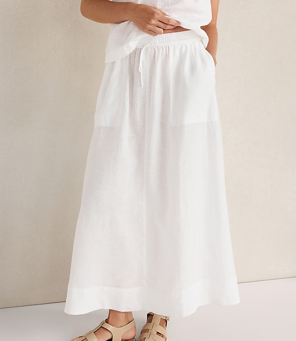 Haven Well Within Linen Drawstring Midi Skirt