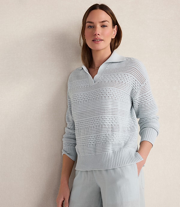 Haven Well Within Cotton Mixed Stitch Johnny Collar Sweater