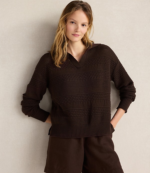 Haven Well Within Cotton Mixed Stitch Johnny Collar Sweater