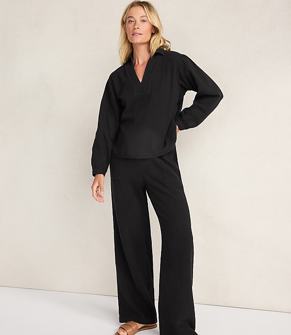 Haven Well Within Textured Cotton Gauze Collared Top