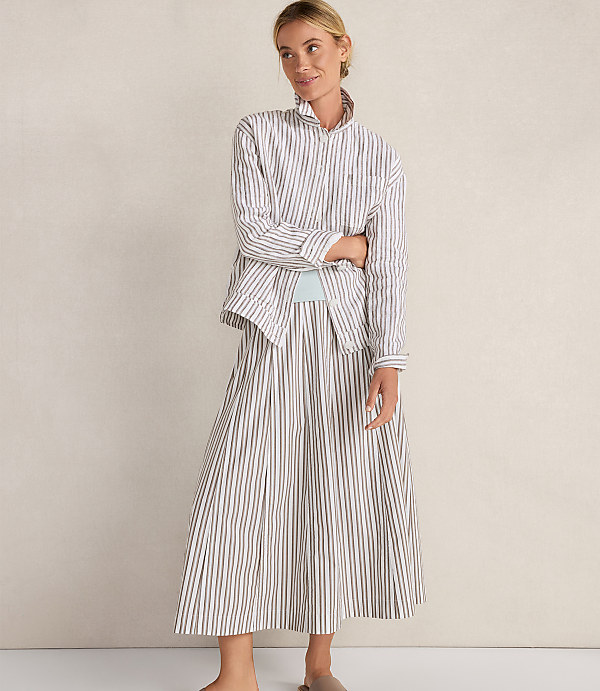 Haven Well Within Organic Cotton Poplin Stripe Drop Waist Skirt