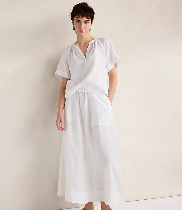Haven Well Within Linen Gathered V-Neck Top