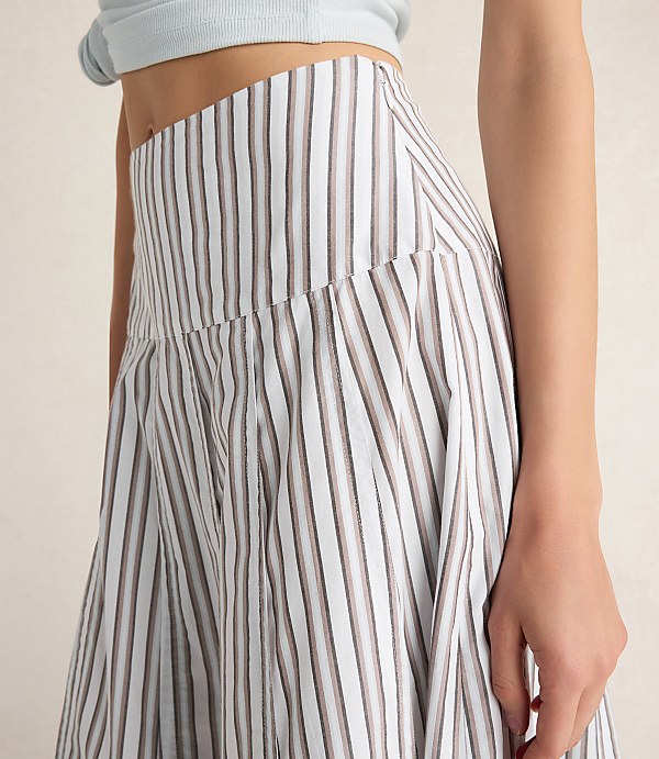 Haven Well Within Organic Cotton Poplin Stripe Drop Waist Skirt