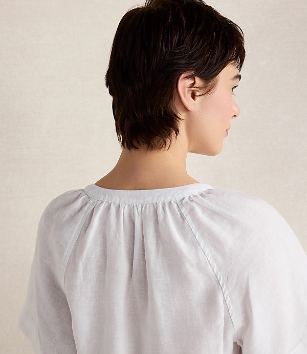 Haven Well Within Linen Gathered V-Neck Top