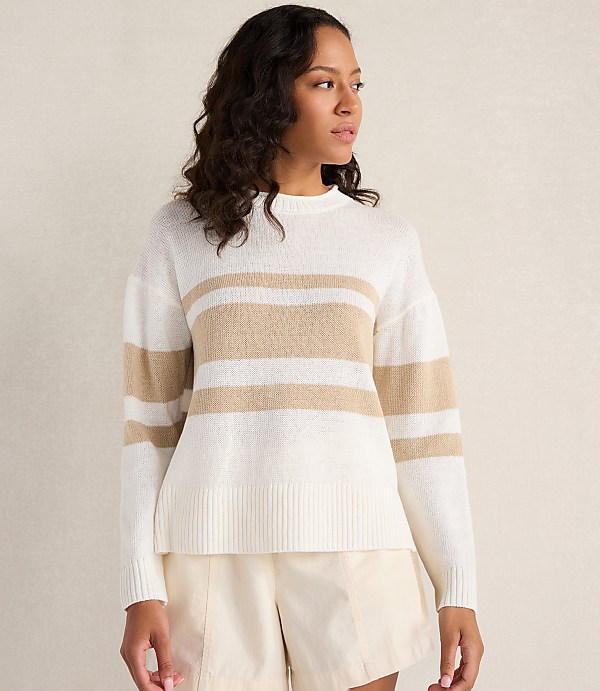 Haven Well Within Cotton Linen Stripe Roll Neck Sweater