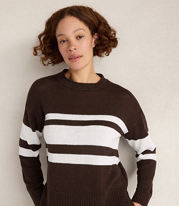Haven Well Within Cotton Linen Stripe Roll Neck Sweater