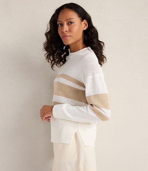 Haven Well Within Cotton Linen Stripe Roll Neck Sweater